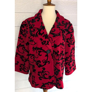 Coldwater Creek 100% Wool Jacket: Red and Black Women's Size Large